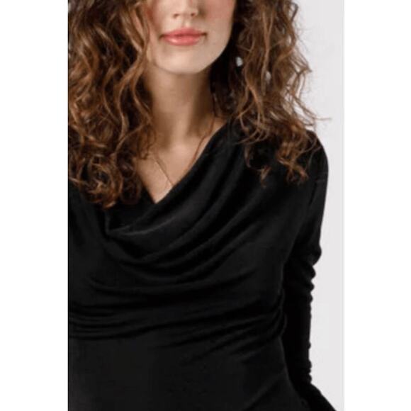 B.O.G Band of the Free- NWT- Black Cowl Neck Annabelle Midi Dress Sz:L Ret$129 - Picture 3 of 5